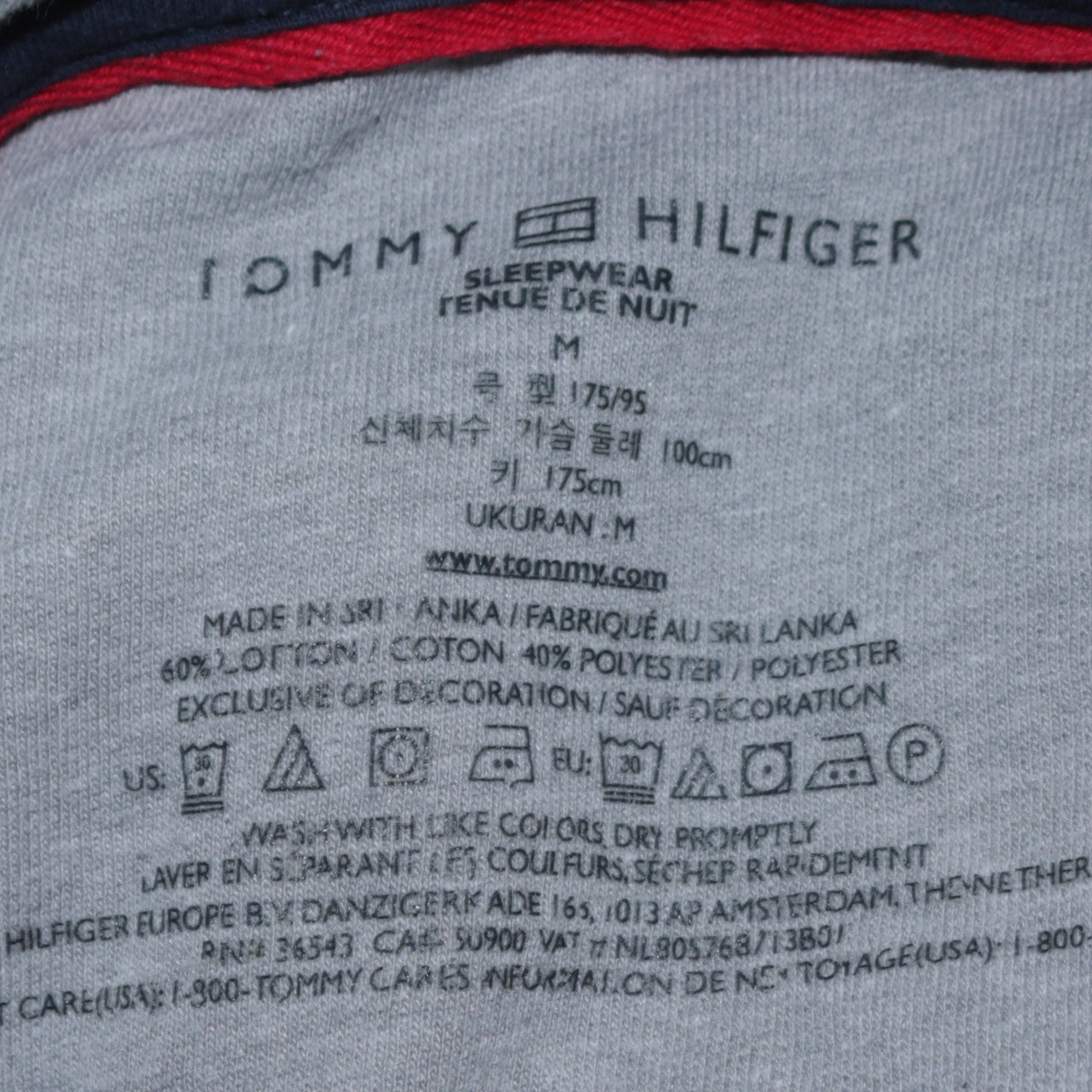 Tommy Hilfiger Men Grey M Pullover Hoodie with Logo Stripes