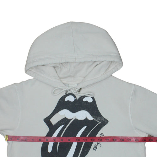 H&M Women White Rolling Stones Hoodie Size S Pullover Graphic Print