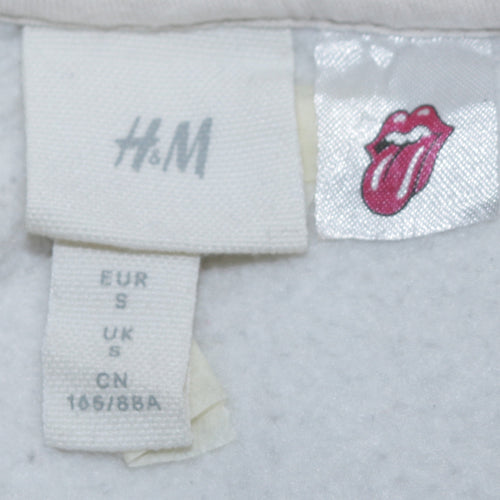 H&M Women White Rolling Stones Hoodie Size S Pullover Graphic Print