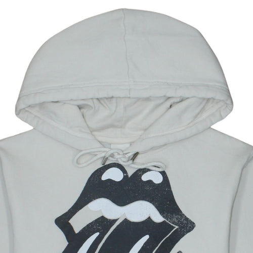 H&M Women White Rolling Stones Hoodie Size S Pullover Graphic Print