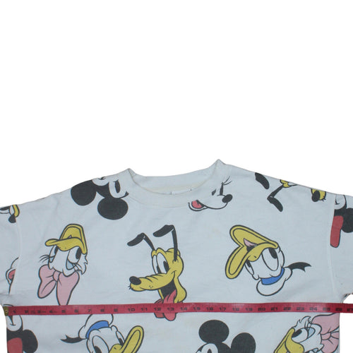 Disney Primark Women White Mickey & Friends Print Sweatshirt XL