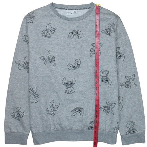 Disney Primark Women Grey Stitch Sweatshirt L Long Sleeve Pullover