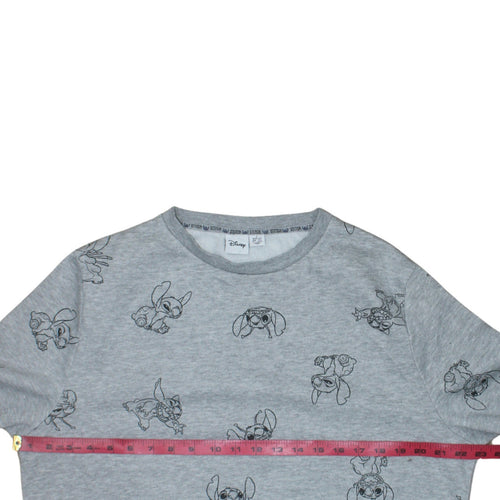 Disney Primark Women Grey Stitch Sweatshirt L Long Sleeve Pullover
