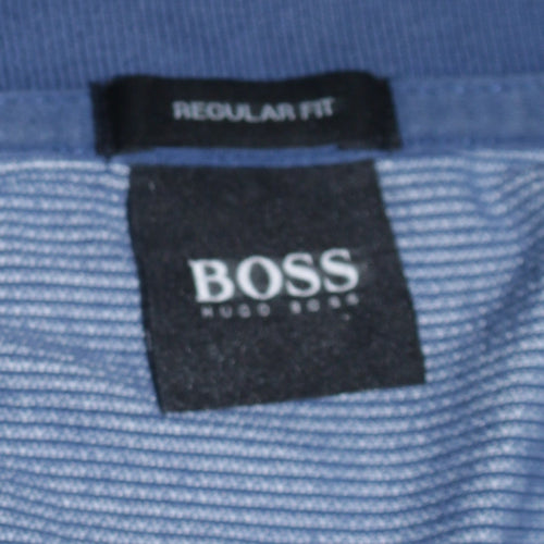 Hugo Boss Men’s Blue Striped Regular Fit Polo Shirt Size M