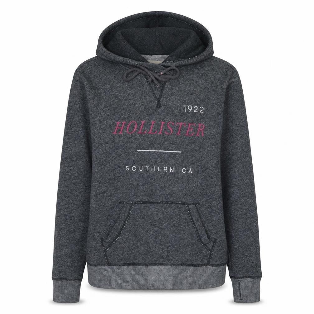 Hollister Women’s Grey Pullover Hoodie Small Graphic Print Cotton Blend