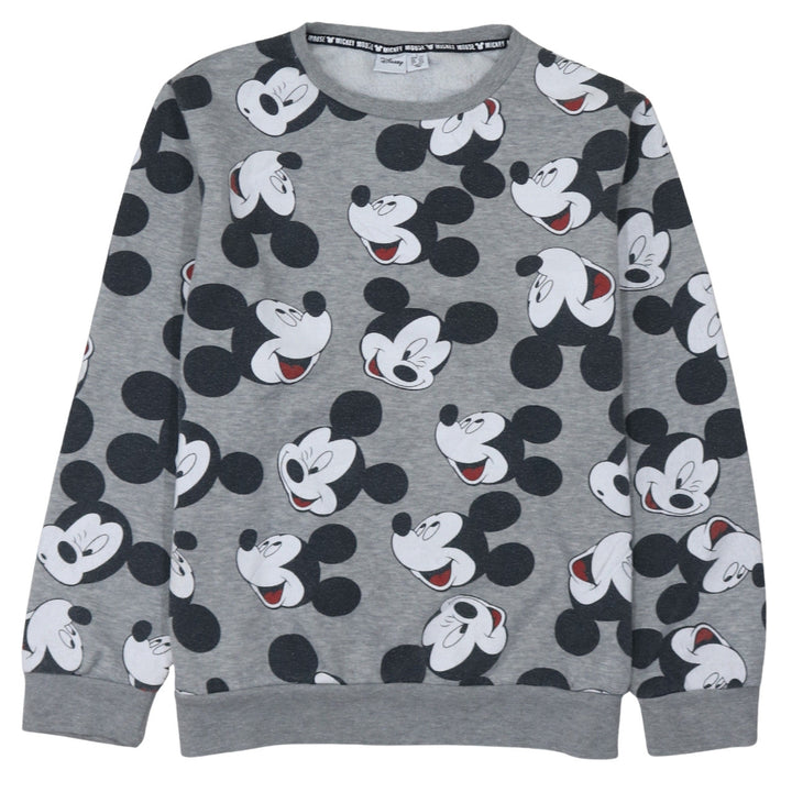 Disney Women Grey Mickey Mouse Pullover Sweatshirt Size L 14/16