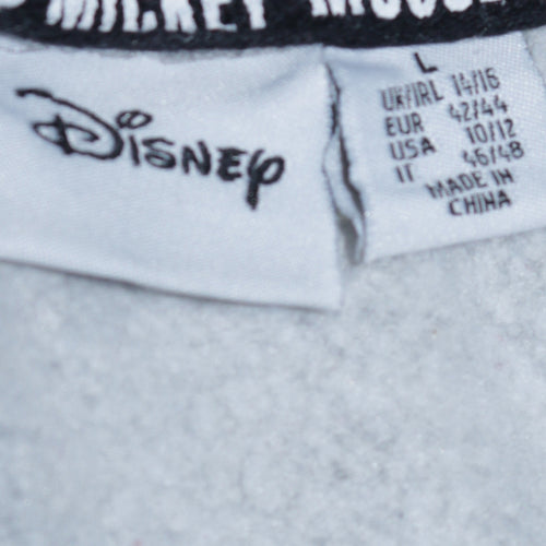 Disney Women Grey Mickey Mouse Pullover Sweatshirt Size L 14/16
