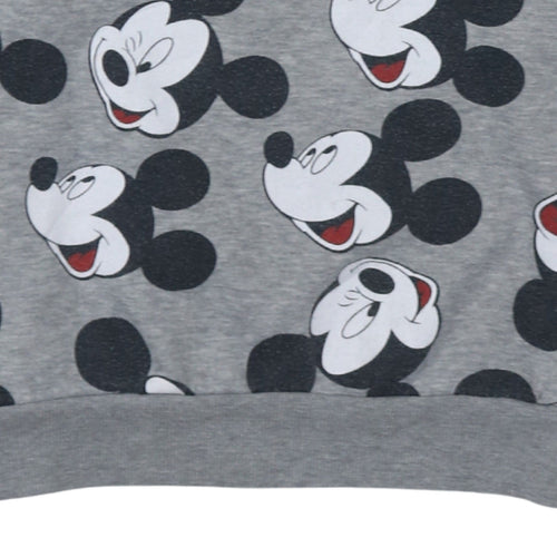 Disney Women Grey Mickey Mouse Pullover Sweatshirt Size L 14/16