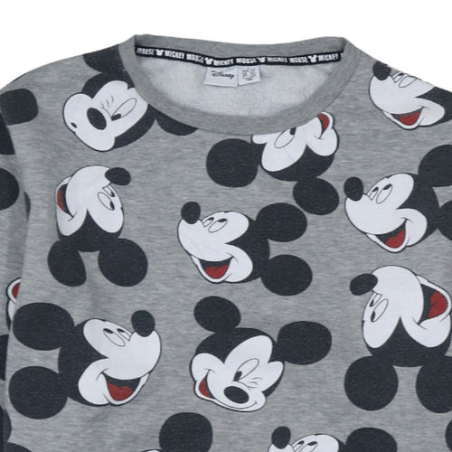 Disney Women Grey Mickey Mouse Pullover Sweatshirt Size L 14/16