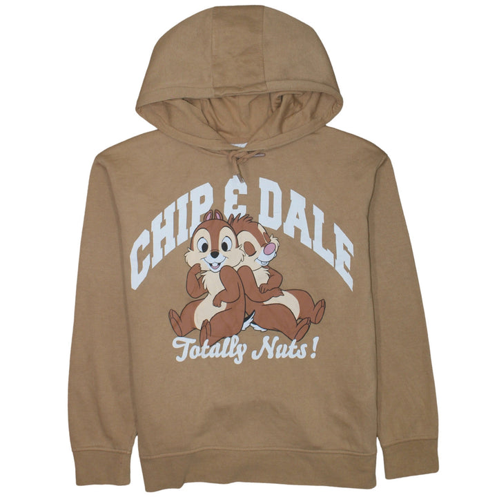 Disney Chip & Dale Women's Beige Hoodie S Pullover Graphic Print