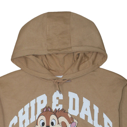 Disney Chip & Dale Women's Beige Hoodie S Pullover Graphic Print