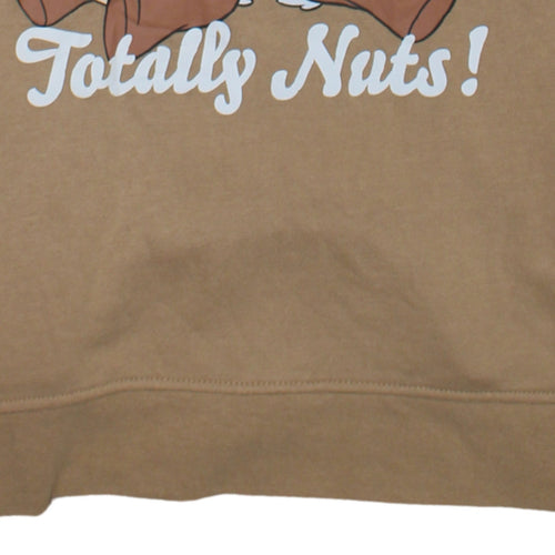 Disney Chip & Dale Women's Beige Hoodie S Pullover Graphic Print
