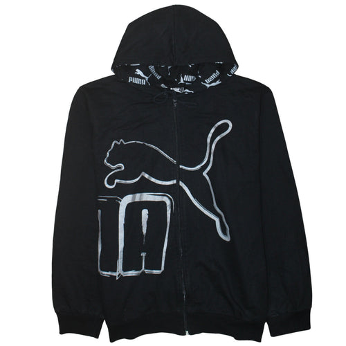 Puma Men's Black Full Zip Hoodie L Sports Graphic Sweatshirt