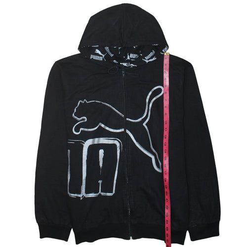 Puma Men's Black Full Zip Hoodie L Sports Graphic Sweatshirt