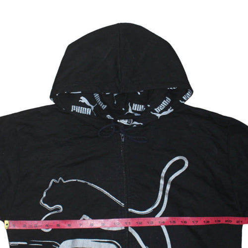 Puma Men's Black Full Zip Hoodie L Sports Graphic Sweatshirt