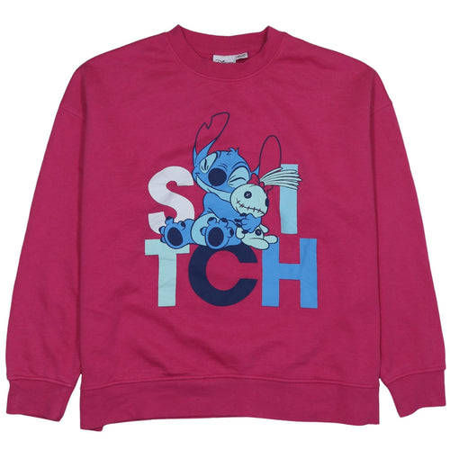 Disney Primark Women’s Pink Stitch Sweatshirt L 14/16 Graphic Pullover