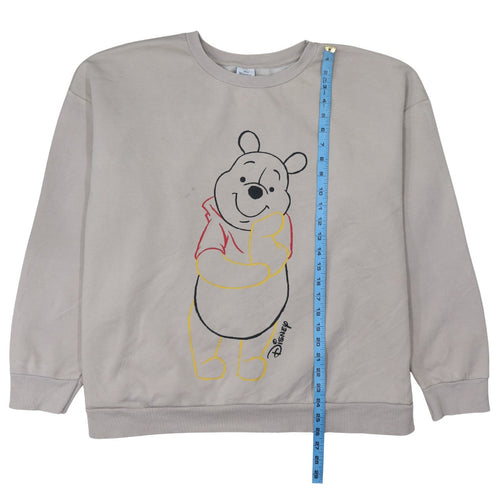 Disney Winnie the Pooh Women Grey Sweatshirt 2XL Cotton Crew Neck