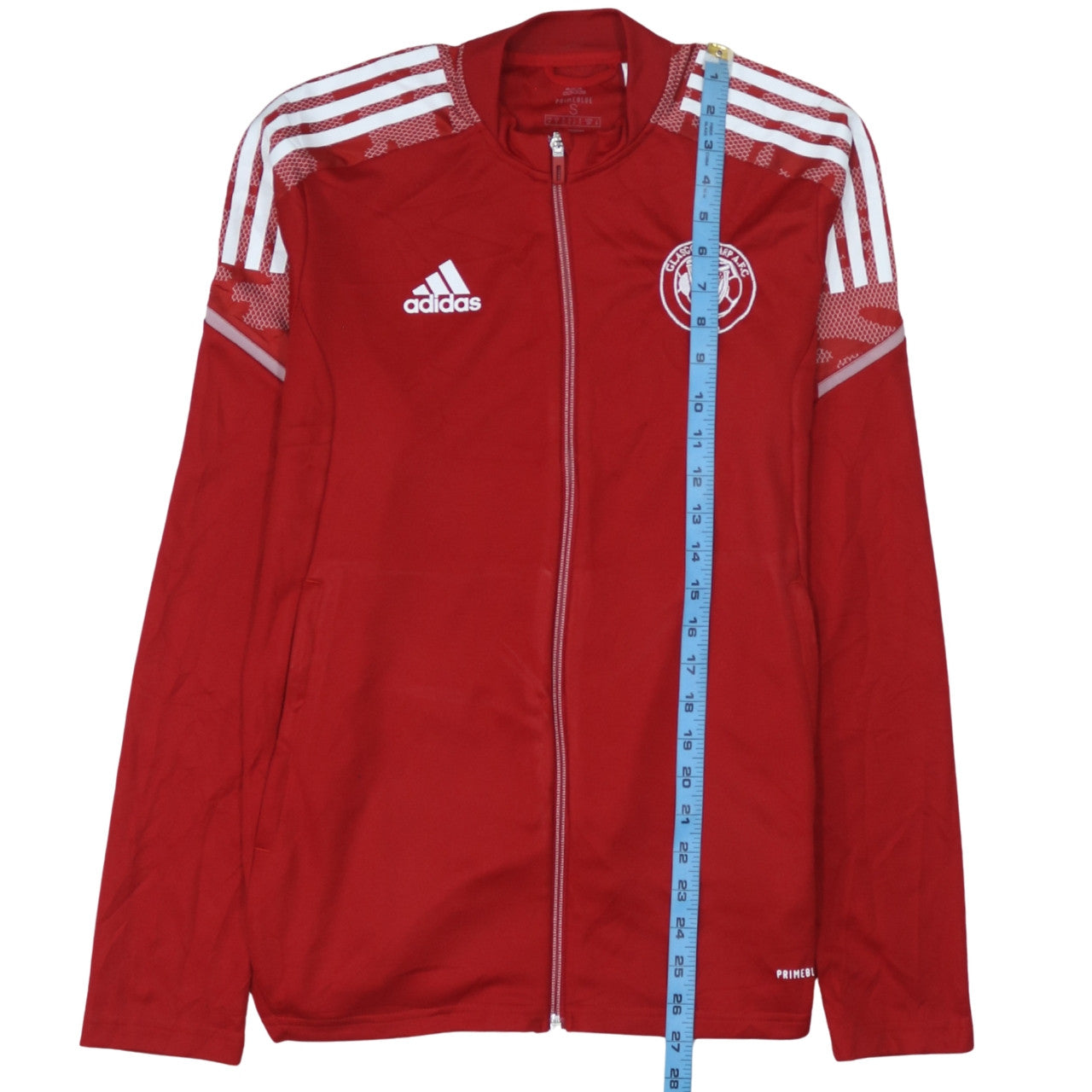 Adidas Men's Red Track Jacket Size S Regular Fit Football Primeblue
