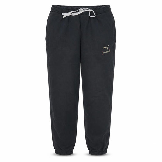 Front view of Puma Men Black L Jogger Sweatpants Elastic Waist Activewear