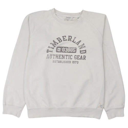 Timberland Men's Ivory Pullover Sweatshirt Size L Graphic Logo