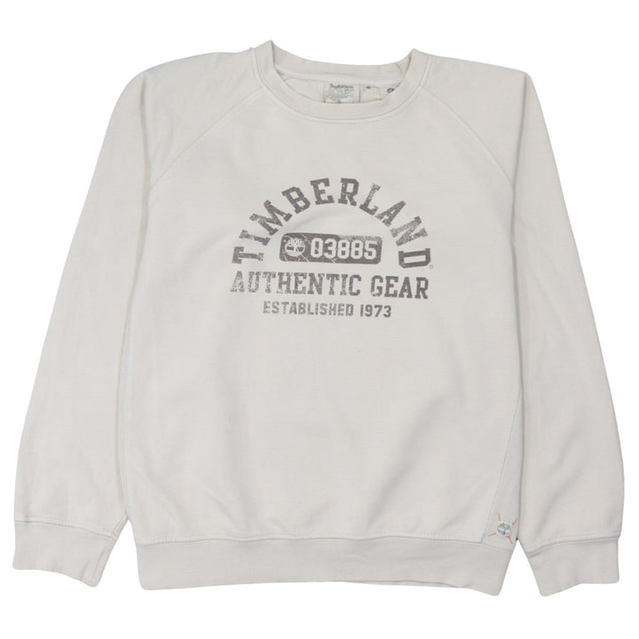 Timberland Men's Ivory Pullover Sweatshirt Size L Graphic Logo