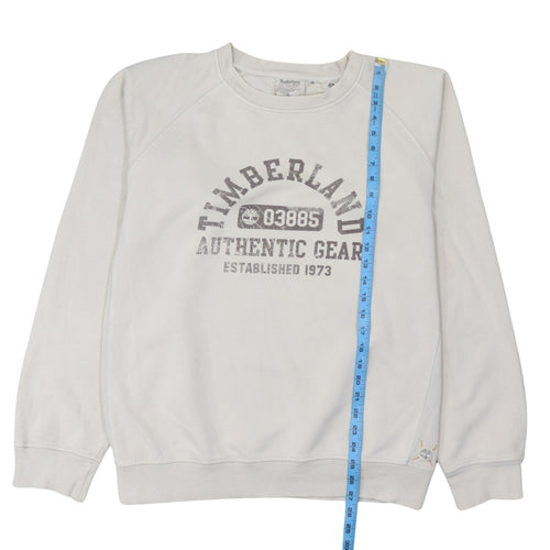 Timberland Men's Ivory Pullover Sweatshirt Size L Graphic Logo