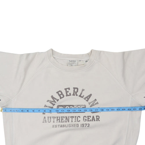 Timberland Men's Ivory Pullover Sweatshirt Size L Graphic Logo