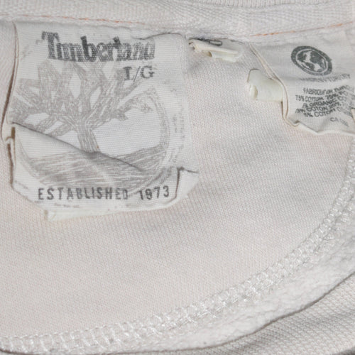 Timberland Men's Ivory Pullover Sweatshirt Size L Graphic Logo