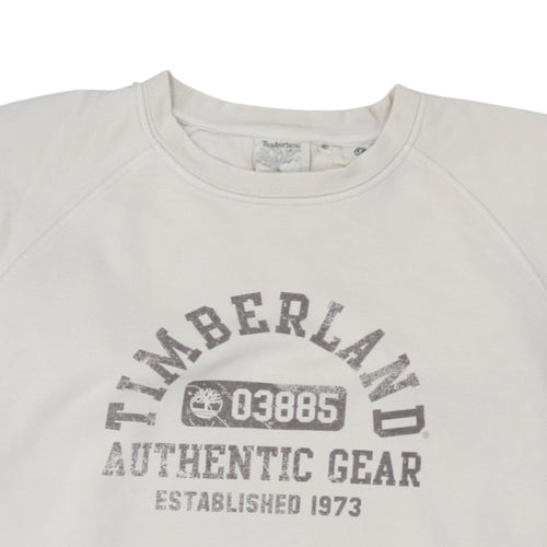 Timberland Men's Ivory Pullover Sweatshirt Size L Graphic Logo