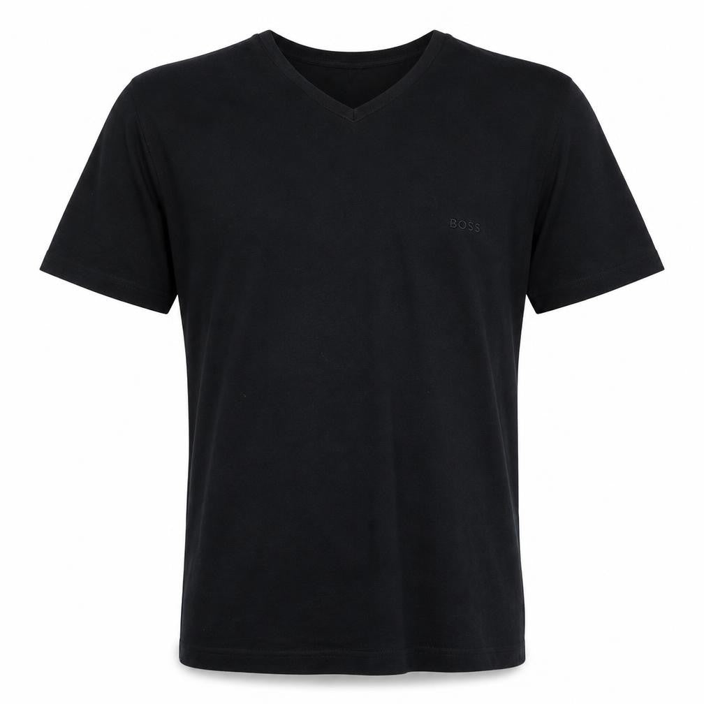 BOSS Men's Black V-Neck Cotton T-Shirt Size L Regular Fit