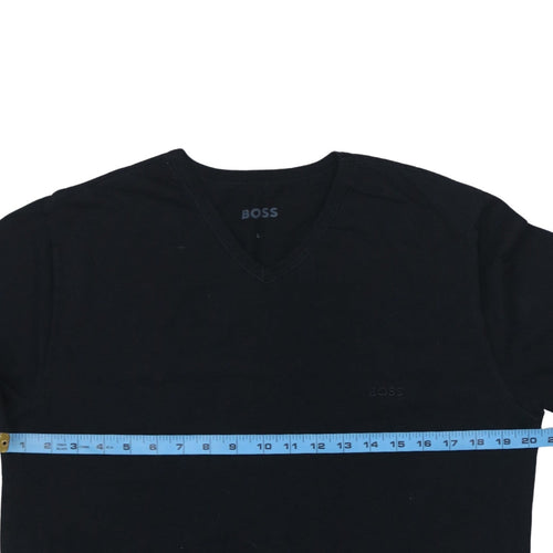 BOSS Men's Black V-Neck Cotton T-Shirt Size L Regular Fit