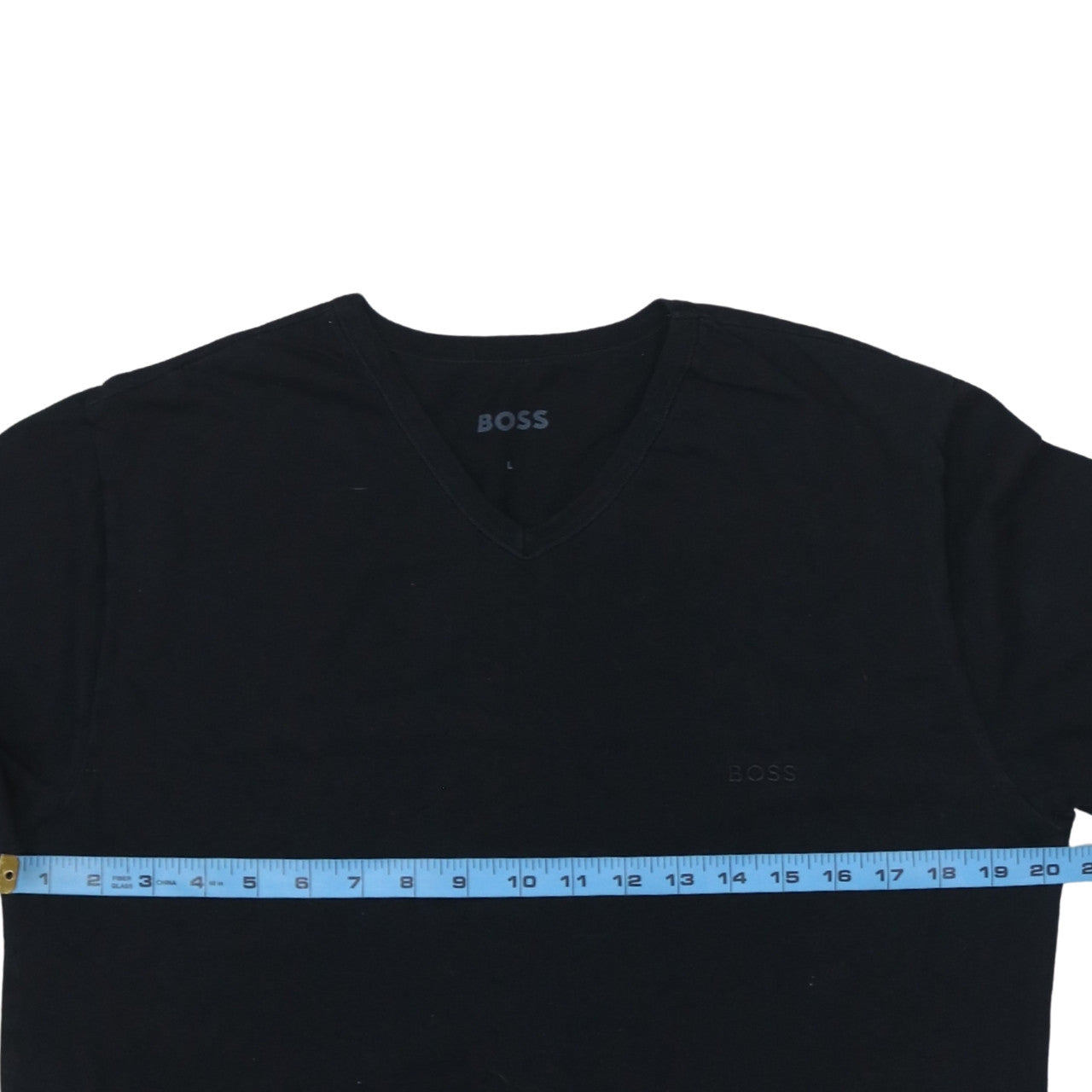 BOSS Men's Black V-Neck Cotton T-Shirt Size L Regular Fit