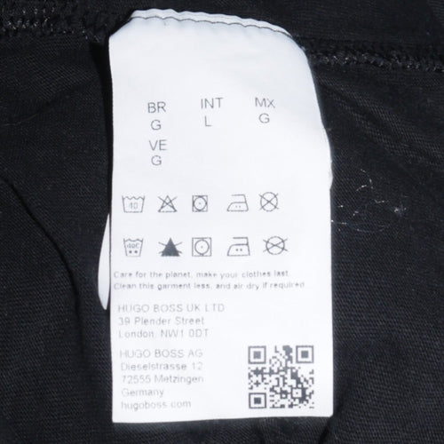 BOSS Men's Black V-Neck Cotton T-Shirt Size L Regular Fit