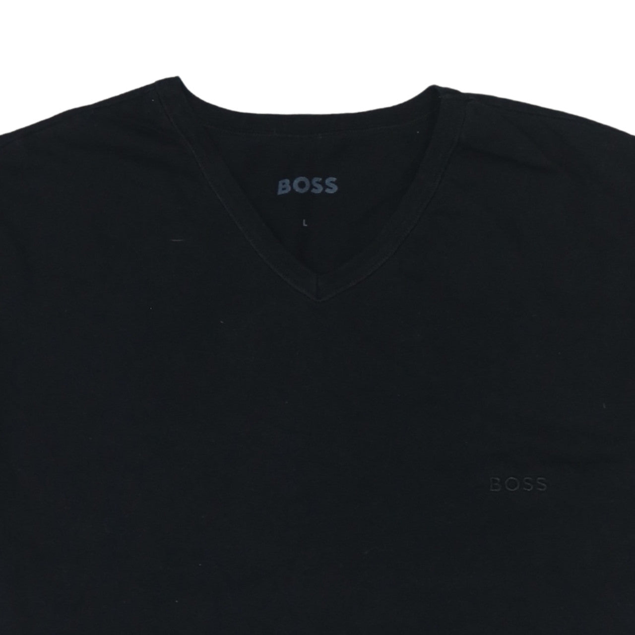 BOSS Men's Black V-Neck Cotton T-Shirt Size L Regular Fit