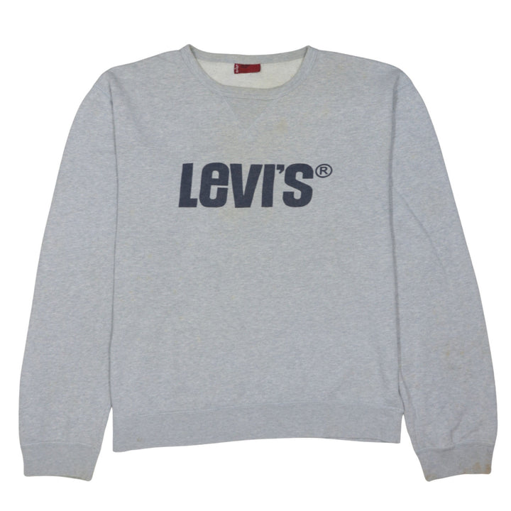 Levi's Men's Grey Logo Crew Neck Pullover Sweatshirt Size L