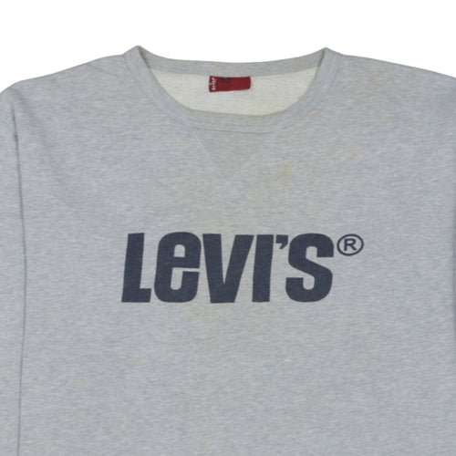 Levi's Men's Grey Logo Crew Neck Pullover Sweatshirt Size L