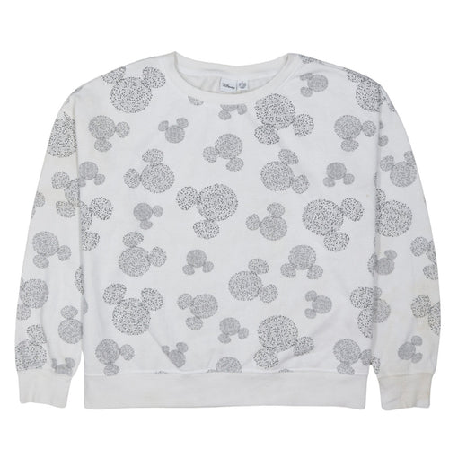 Disney Primark Womens White Mickey Mouse Print Pullover Sweatshirt Size M