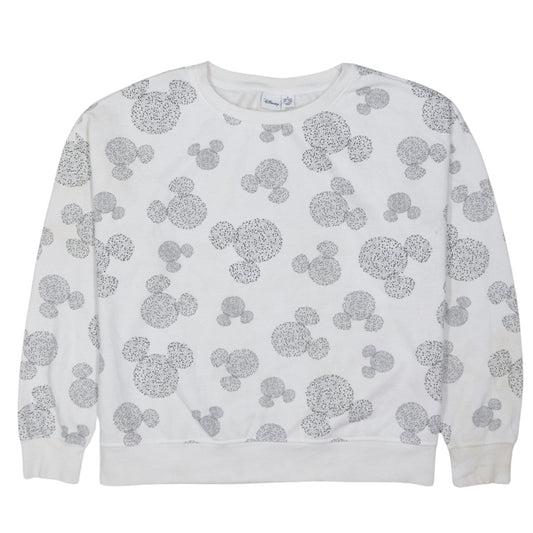 Disney Primark Womens White Mickey Mouse Print Pullover Sweatshirt Size M