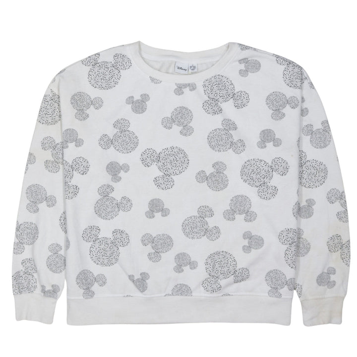 Disney Primark Womens White Mickey Mouse Print Pullover Sweatshirt Size M