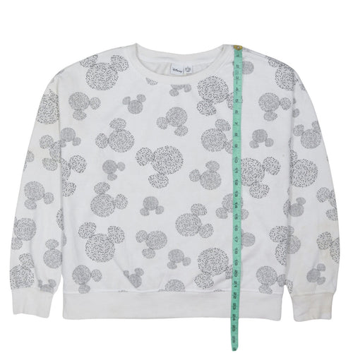 Disney Primark Womens White Mickey Mouse Print Pullover Sweatshirt Size M