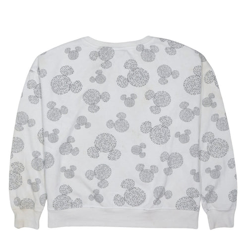 Disney Primark Womens White Mickey Mouse Print Pullover Sweatshirt Size M