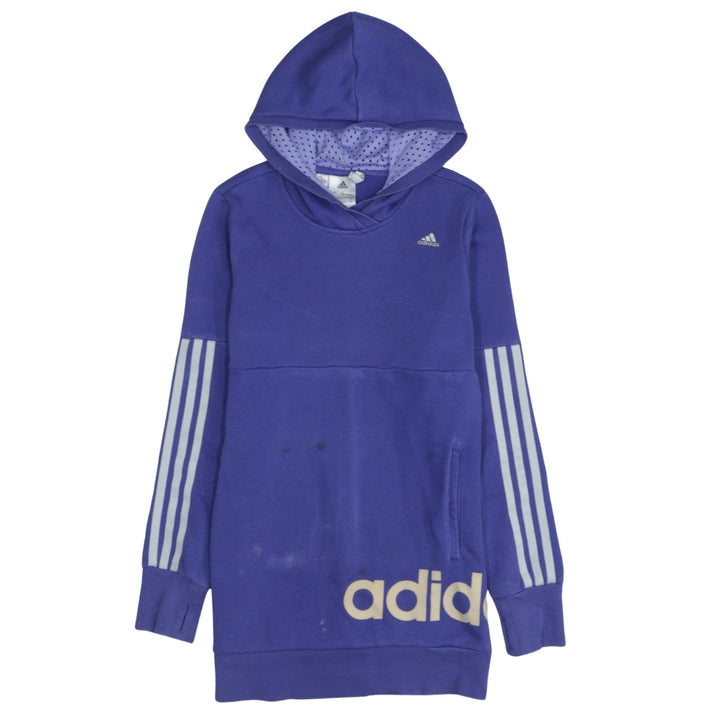adidas Girls Purple Hooded Pullover Sweatshirt 13-14 Years Logo Sportswear