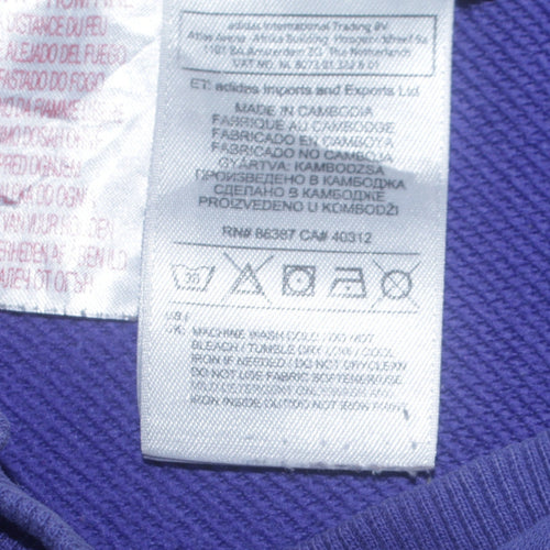 adidas Girls Purple Hooded Pullover Sweatshirt 13-14 Years Logo Sportswear