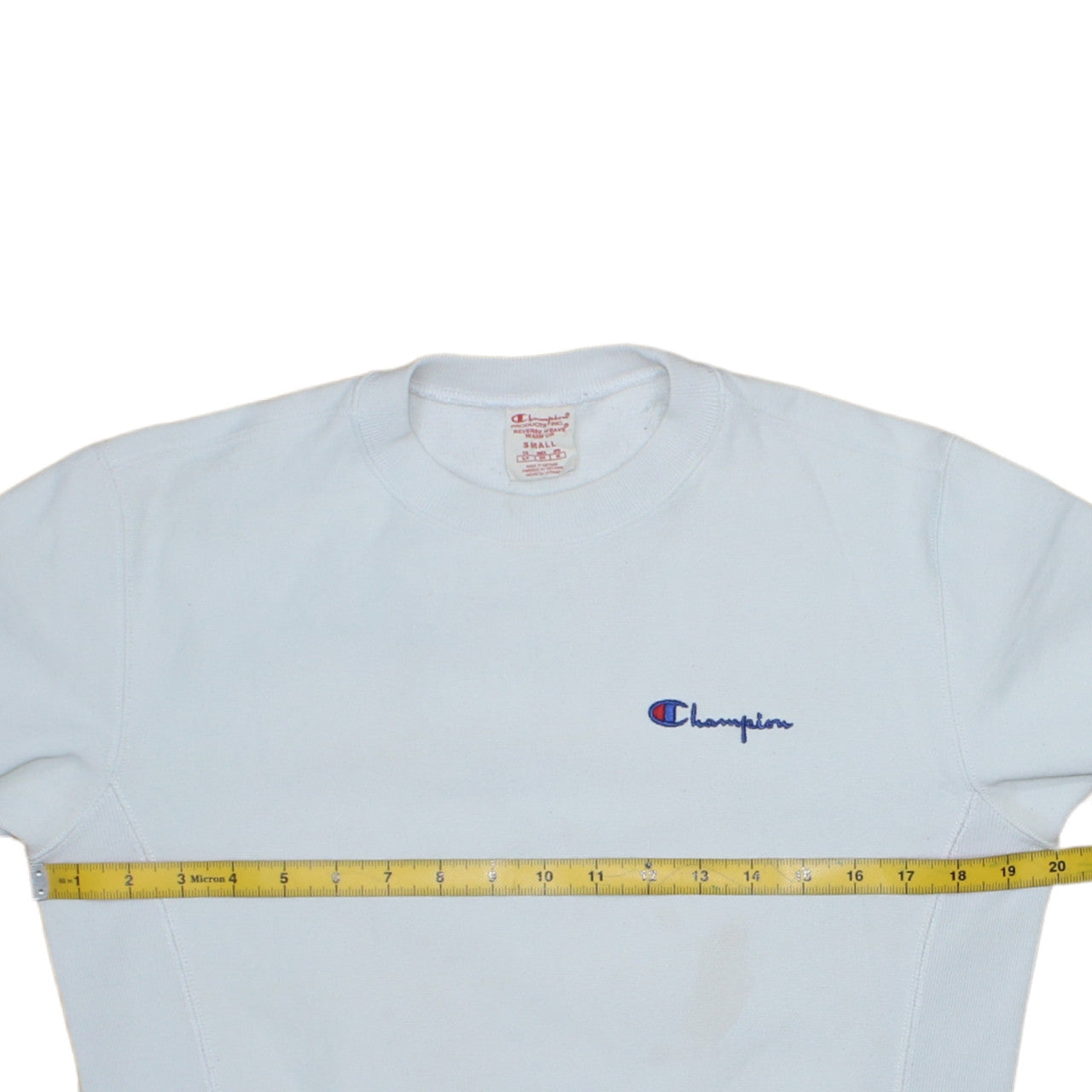 Champion Men's White Small Reverse Weave Pullover Sweatshirt