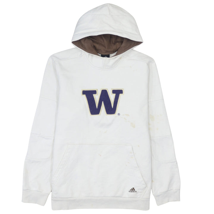 Adidas Men's White L Pullover Fleece Hoodie with Embroidered Logo