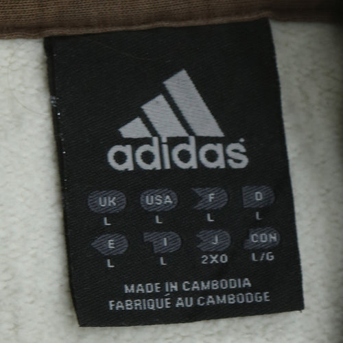 Adidas Men's White L Pullover Fleece Hoodie with Embroidered Logo