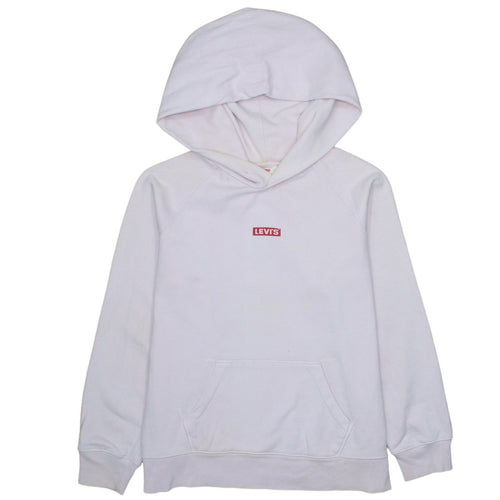 Levi's Women White Pullover Hoodie S Logo Print Casual Cotton Blend