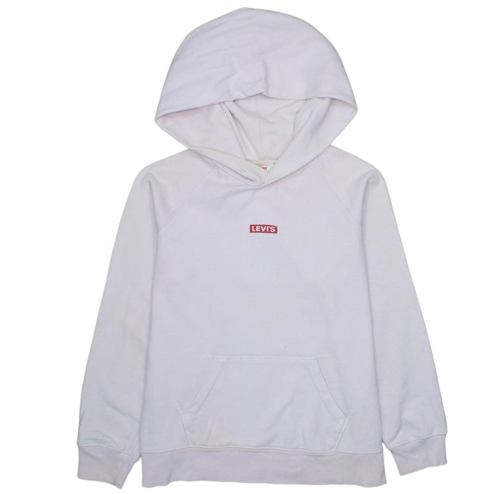 Levi's Women White Pullover Hoodie S Logo Print Casual Cotton Blend
