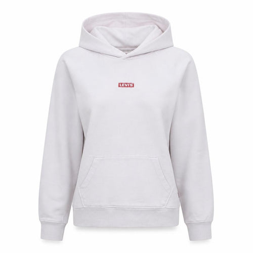 Levi's Women White Pullover Hoodie S Logo Print Casual Cotton Blend