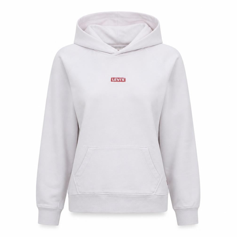 Levi's Women White Pullover Hoodie S Logo Print Casual Cotton Blend